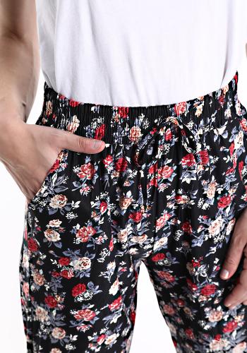 Bedrucktes Hose mit Gürtel mit Taschen - ph 4