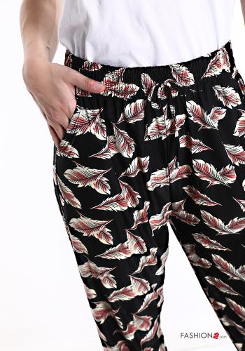 Bedrucktes Hose mit Gürtel mit Taschen - ph 4