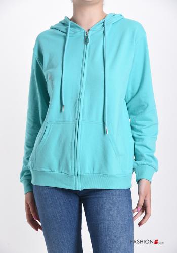 Sweatshirt en Coton avec poches à capuche avec fermeture éclair