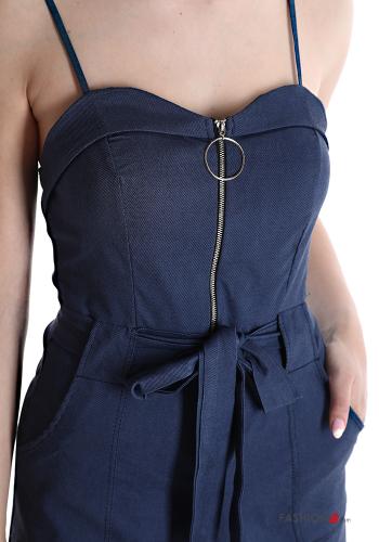 denim Jumpsuit with pockets with zip with bow - ph 4