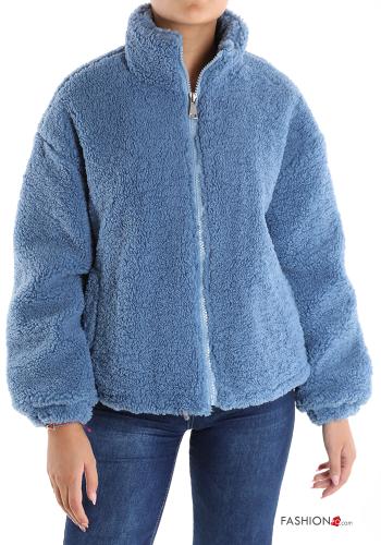 Felpa Teddy Bear con tasche a collo alto con zip