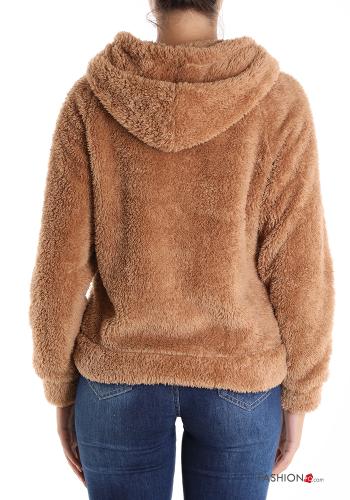 Felpa pelliccia sintetica con zip con tasche con cappuccio - ph 2