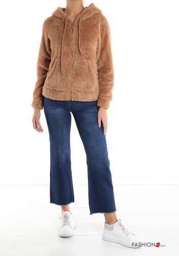 Felpa pelliccia sintetica con zip con tasche con cappuccio - ph 5