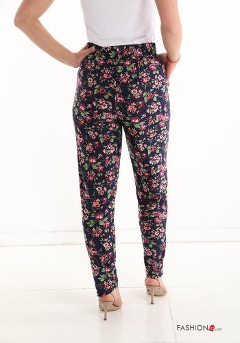 Blumenmuster Hose mit Taschen mit Schleife - ph 2
