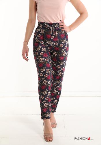 Floral Trousers with pockets with bow - ph 1