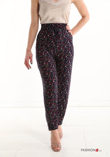 Chino Fantasia floreale con tasche con fiocco