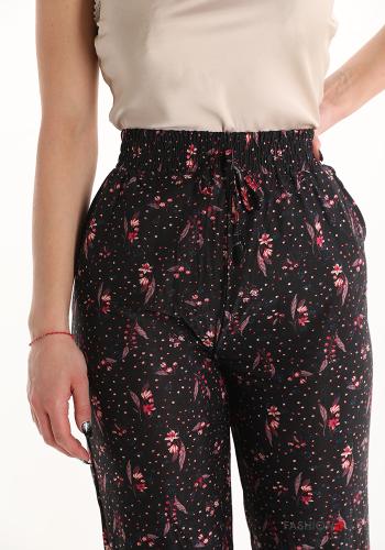 Blumenmuster Hose mit Taschen mit Schleife - ph 4