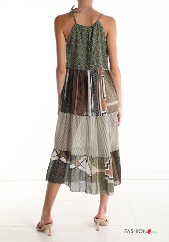 Patterned Sleeveless Dress with flounces with bow - ph 2