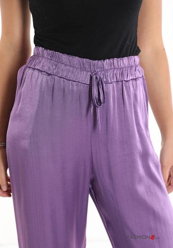Satin Hose mit Taschen mit Schleife - ph 4