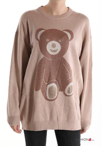 Animal motif Sweater with rhinestones - ph 1