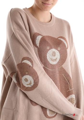 Animal motif Sweater with rhinestones - ph 4