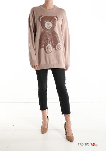 Animal motif Sweater with rhinestones - ph 5