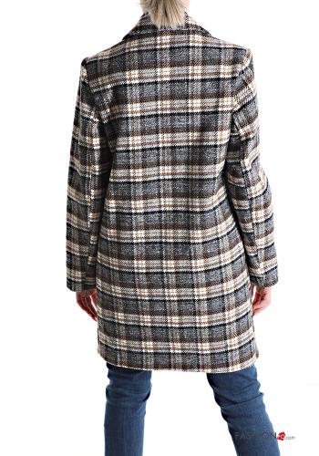 Tartan-Muster Mantel mit Knöpfen mit Taschen - ph 2