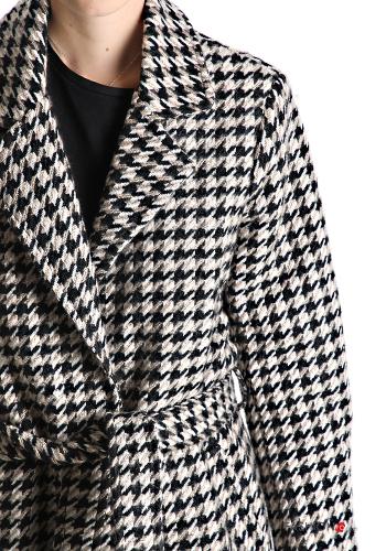 Houndstooth Coat with belt with pockets with buttons - ph 4