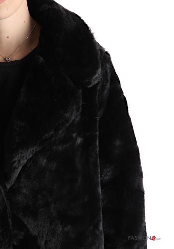 Kunstfell Mantel mit Knöpfen mit Taschen - ph 4