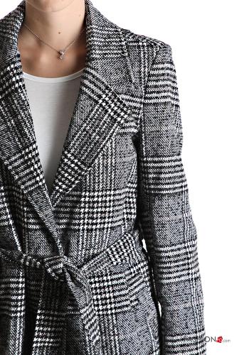 Cappotto Fantasia tartan con bottoni con cintura con tasche - ph 4
