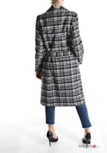 Tartan-Muster Mantel mit Gürtel mit Knöpfen - ph 2