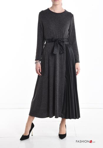Kunstleder lange Kleid mit Gürtel - ph 1
