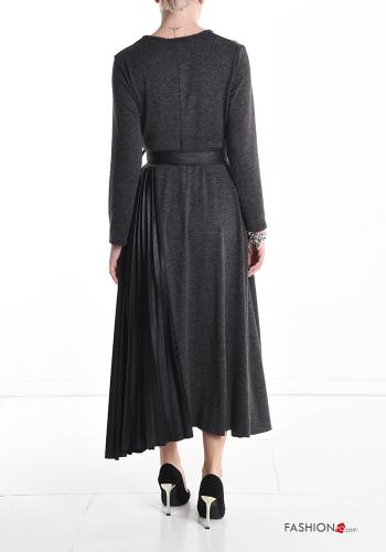 Kunstleder lange Kleid mit Gürtel - ph 2
