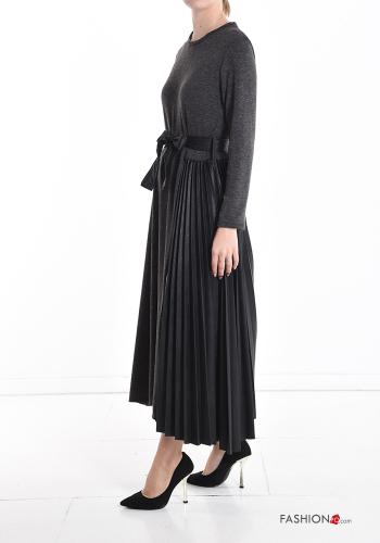 Kunstleder lange Kleid mit Gürtel - ph 3