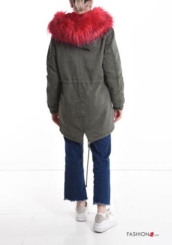faux fur Cotton Parka with drawstring with hood with pockets with zip - ph 2