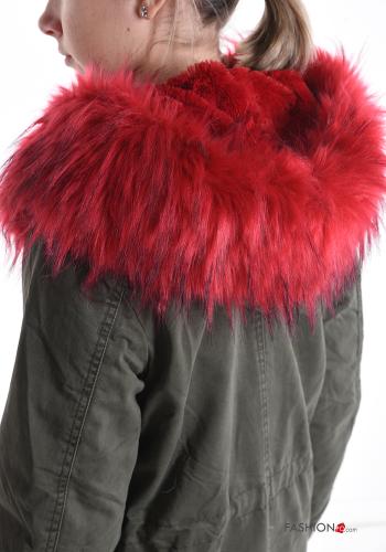 faux fur Cotton Parka with drawstring with hood with pockets with zip - ph 5