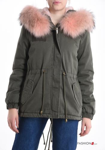 Parka de Algodón piel sintética con cremallera con capucha con bolsillos - ph 1