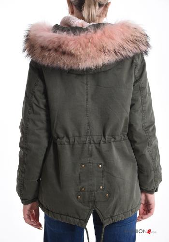 Parka de Algodón piel sintética con cremallera con capucha con bolsillos - ph 2