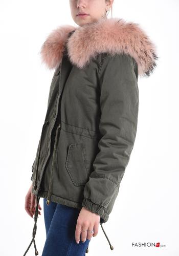 Parka de Algodón piel sintética con cremallera con capucha con bolsillos - ph 3