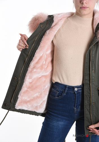 Parka de Algodón piel sintética con cremallera con capucha con bolsillos - ph 5