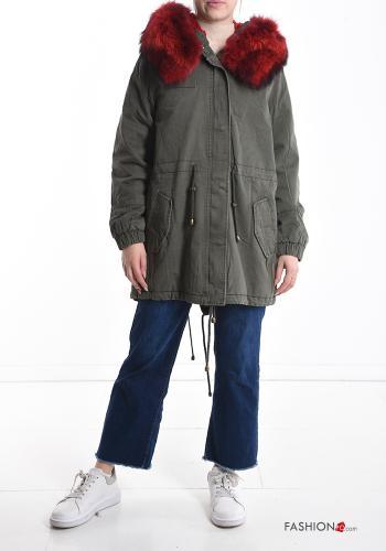 Parka in Cotone con coulisse con cappuccio con tasche con zip