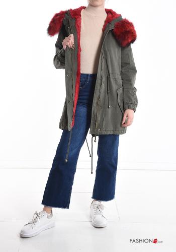 Parka in Cotone con coulisse con cappuccio con tasche con zip - ph 6