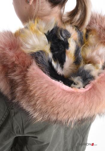 Parka in Cotone pelliccia sintetica con coulisse con cappuccio con tasche con zip - ph 5