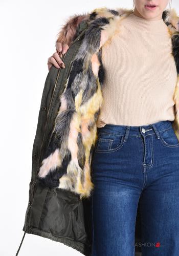 Parka in Cotone pelliccia sintetica con coulisse con cappuccio con tasche con zip - ph 6