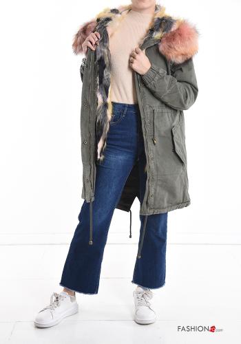 Parka in Cotone pelliccia sintetica con coulisse con cappuccio con tasche con zip - ph 7