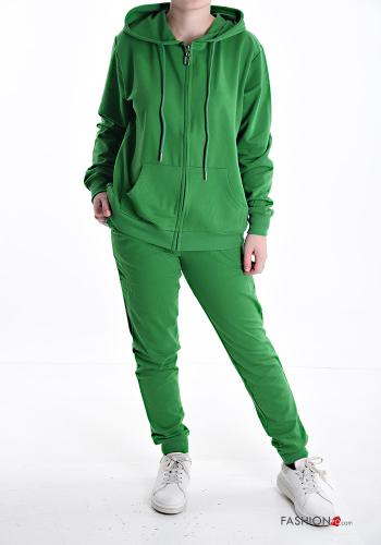 Coordinato in Cotone con zip con tasche con cappuccio