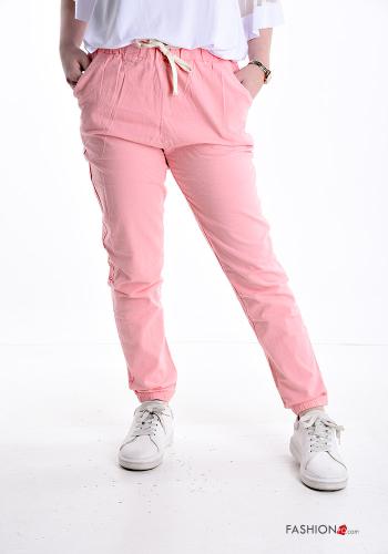 Cotton Trousers with pockets with elastic with bow