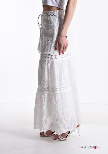 Longuette Cotton Skirt with flounces broderie anglaise with bow - ph 3