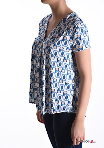 Blouse manches courtes à col en V - ph 3