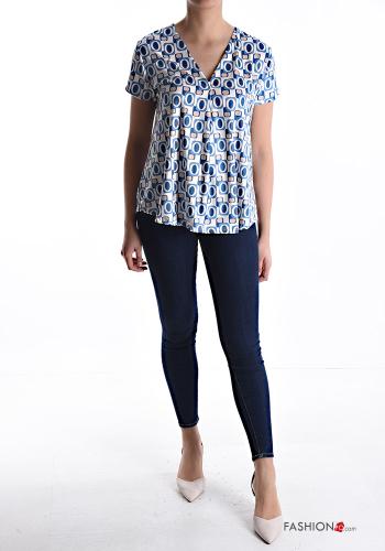 Blouse manches courtes à col en V - ph 5