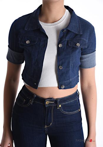 Bolerino in Cotone denim corto con bottoni con tasche - ph 1
