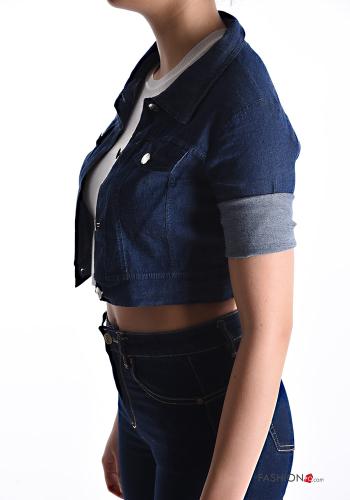 Bolerino in Cotone denim corto con bottoni con tasche - ph 3
