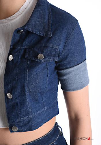 Bolerino in Cotone denim corto con bottoni con tasche - ph 4