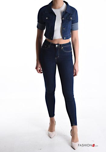 Bolerino in Cotone denim corto con bottoni con tasche - ph 5