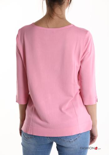 T-shirt con bottoni maniche a tre quarti - ph 2