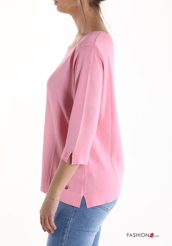 T-shirt con bottoni maniche a tre quarti - ph 3
