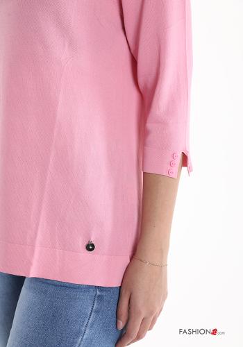 T-shirt con bottoni maniche a tre quarti - ph 4