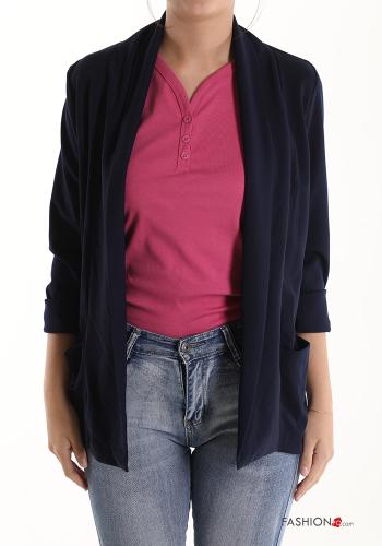 Blazer in Cotone con tasche maniche a tre quarti