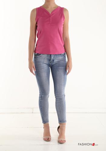 Canotta in Cotone con bottoni scollo a V - ph 5