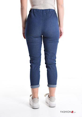 Denim Hose aus Baumwolle mit Taschen mit kordelzug - ph 2